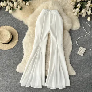 Irregular Stitching Flared Pants Female Design Sense Niche High Waist Slim Slim Straight Tube Casual Wide Leg Pants Hygienic Finish