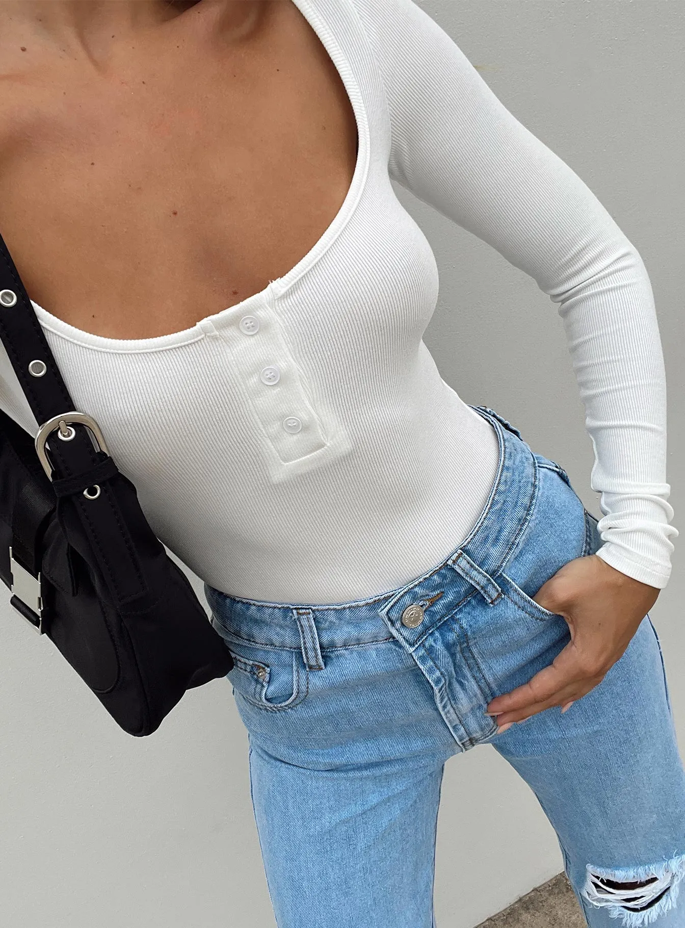 short sleeve bodysuit Ballard Long Sleeve Bodysuit White