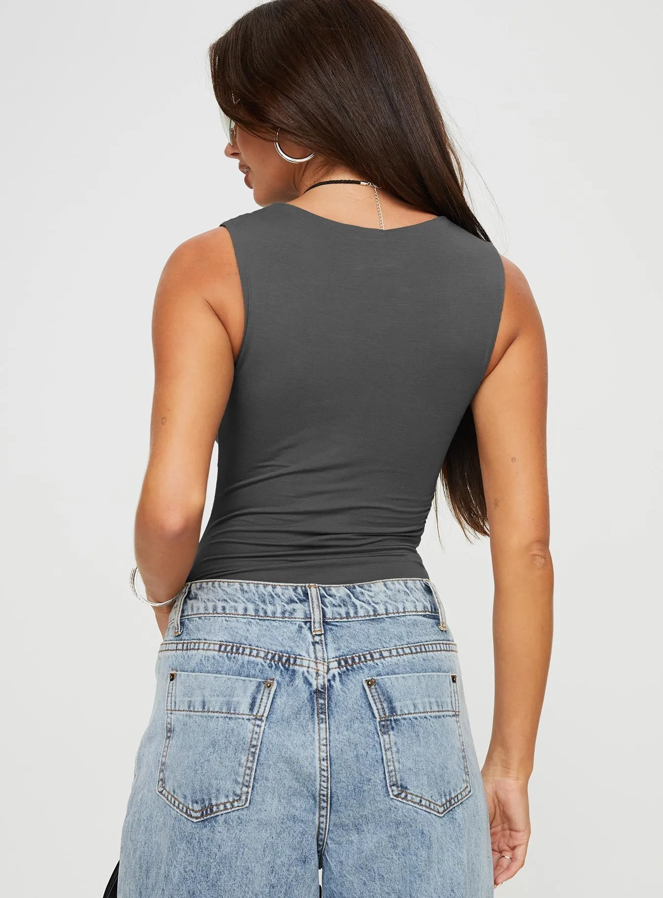 Josefine Bodysuit Grey v neck bodysuit casual chic bodysuit