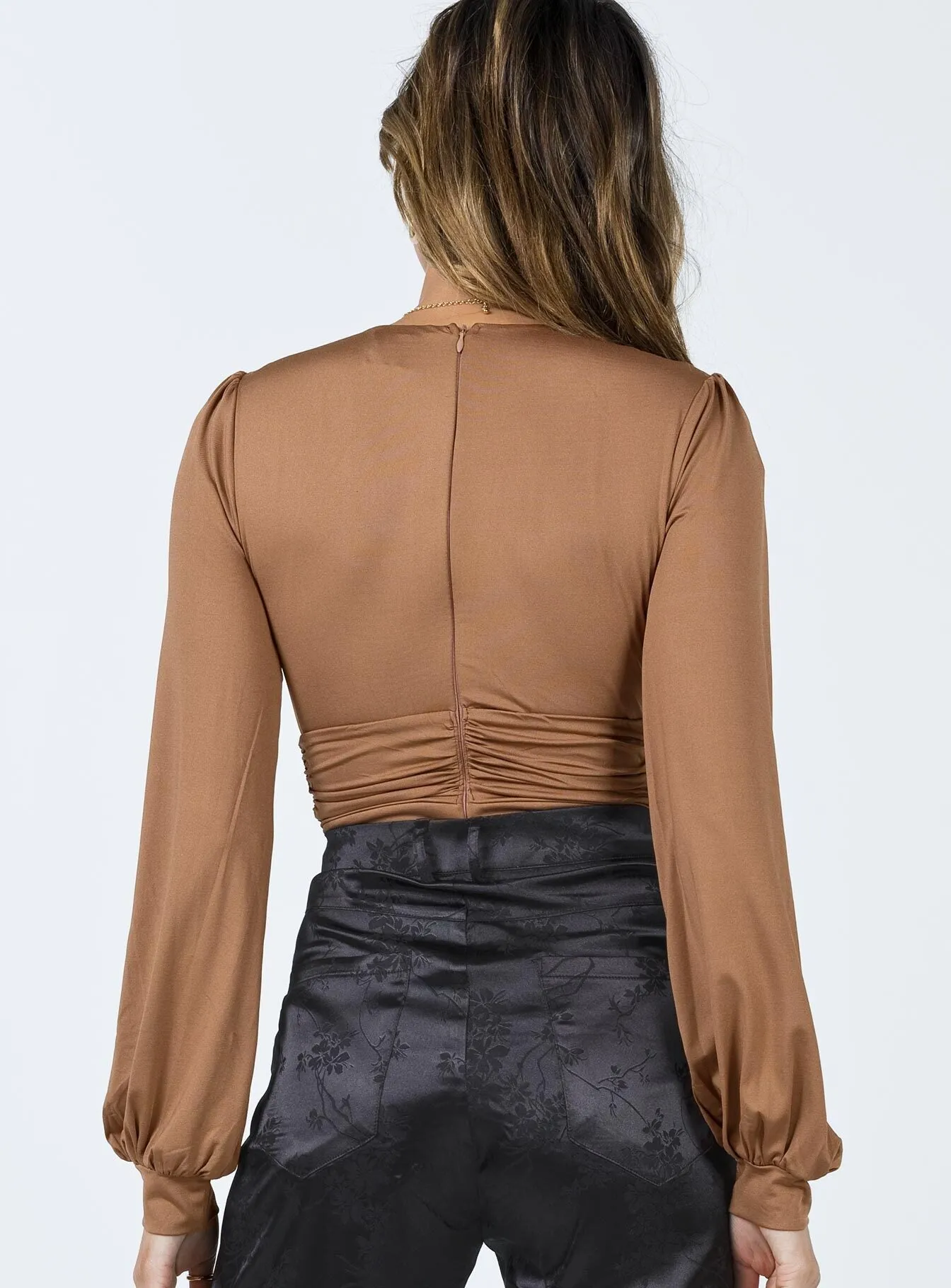 Jude Long Sleeve Bodysuit Brown nude bodysuit
