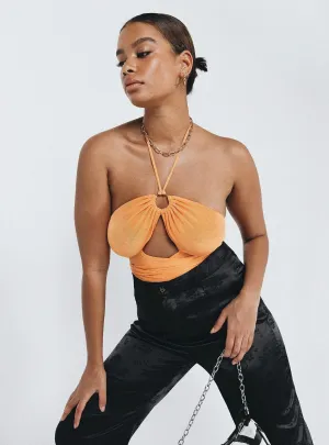 beige bodysuit Loriella Ring Detail Bodysuit Orange