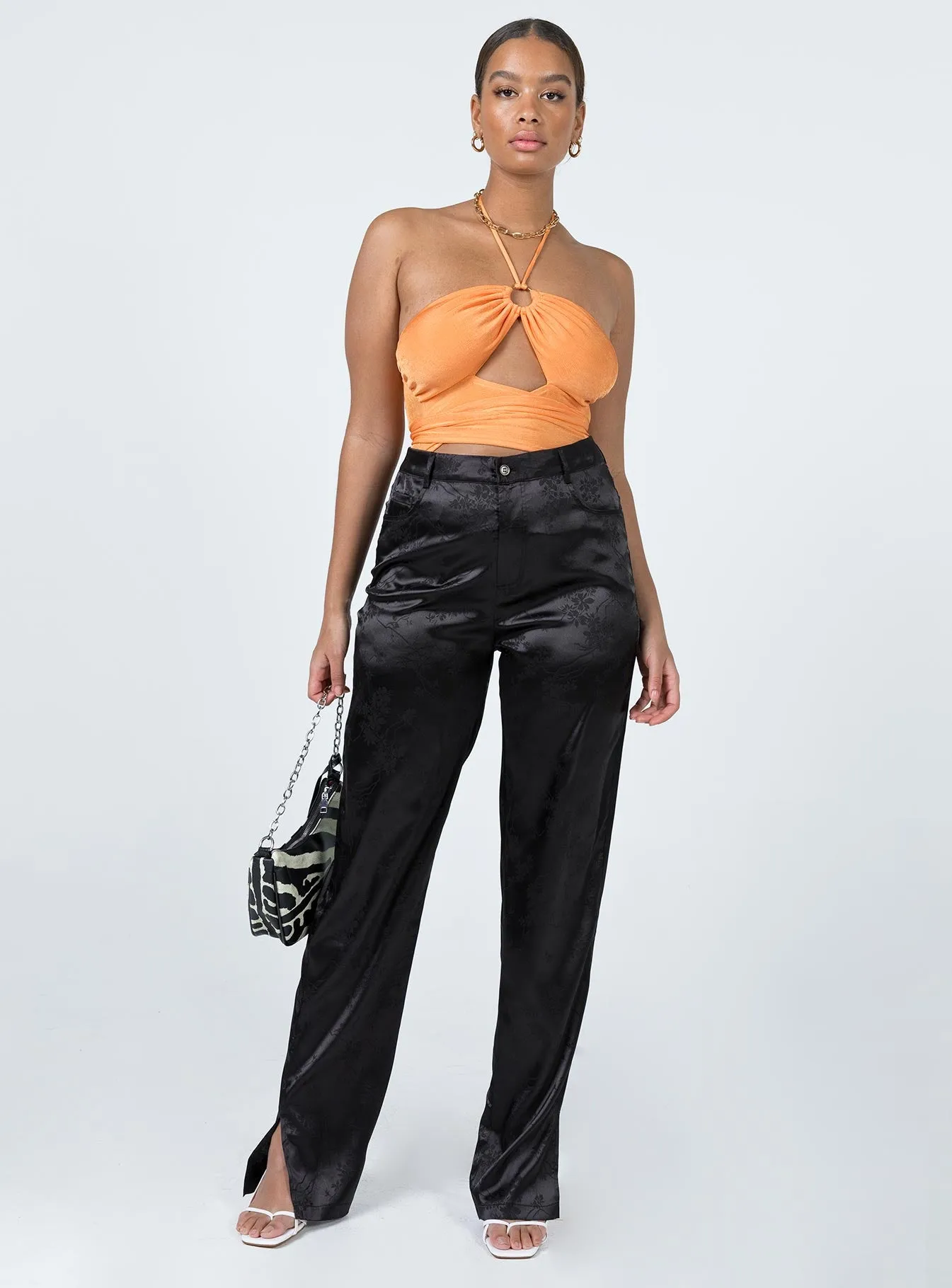 Loriella Ring Detail Bodysuit Orange velvet bodysuit sport bodysuit