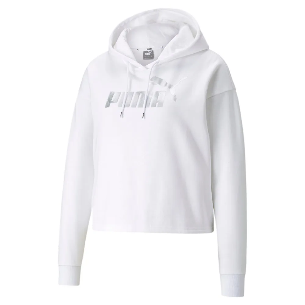 product gemstone luxury Essentials Cropped Metallic Logo Pullover Hoodie
