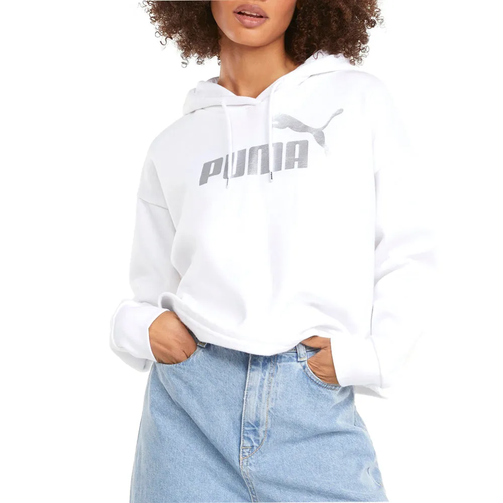product after sales service Essentials Cropped Metallic Logo Pullover Hoodie