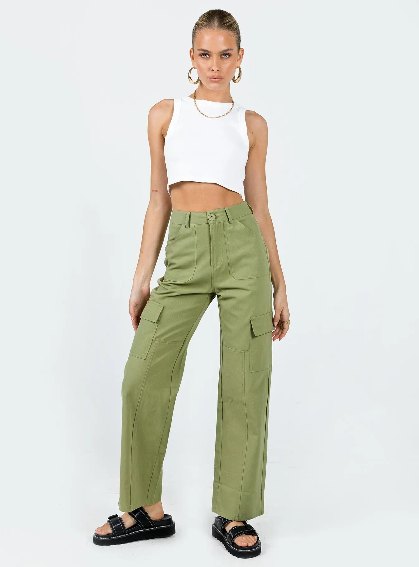 Igor Cargo Pant Green Mid-rise fit Work Essential