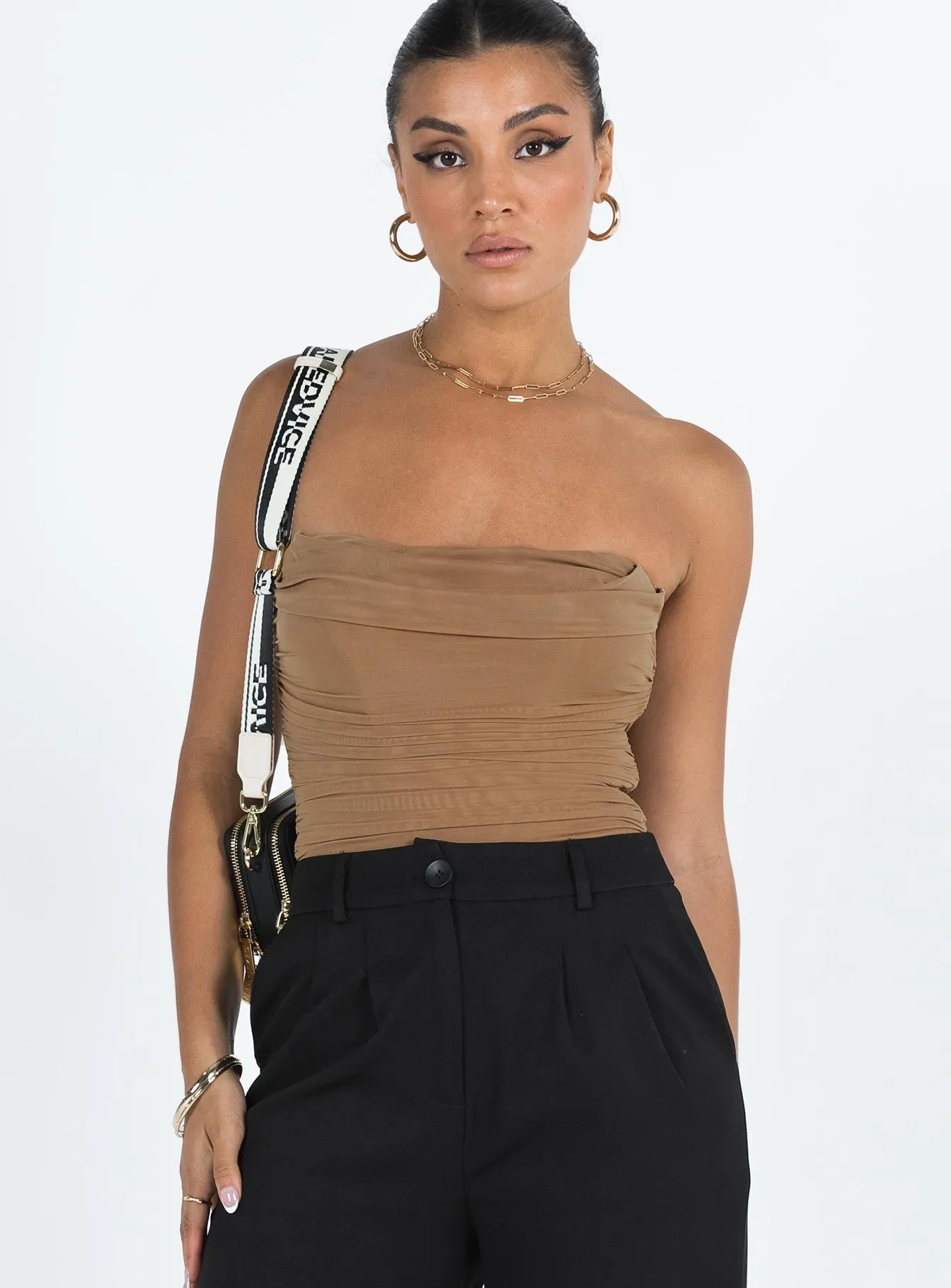 leather bodysuit Raney Bodysuit Beige