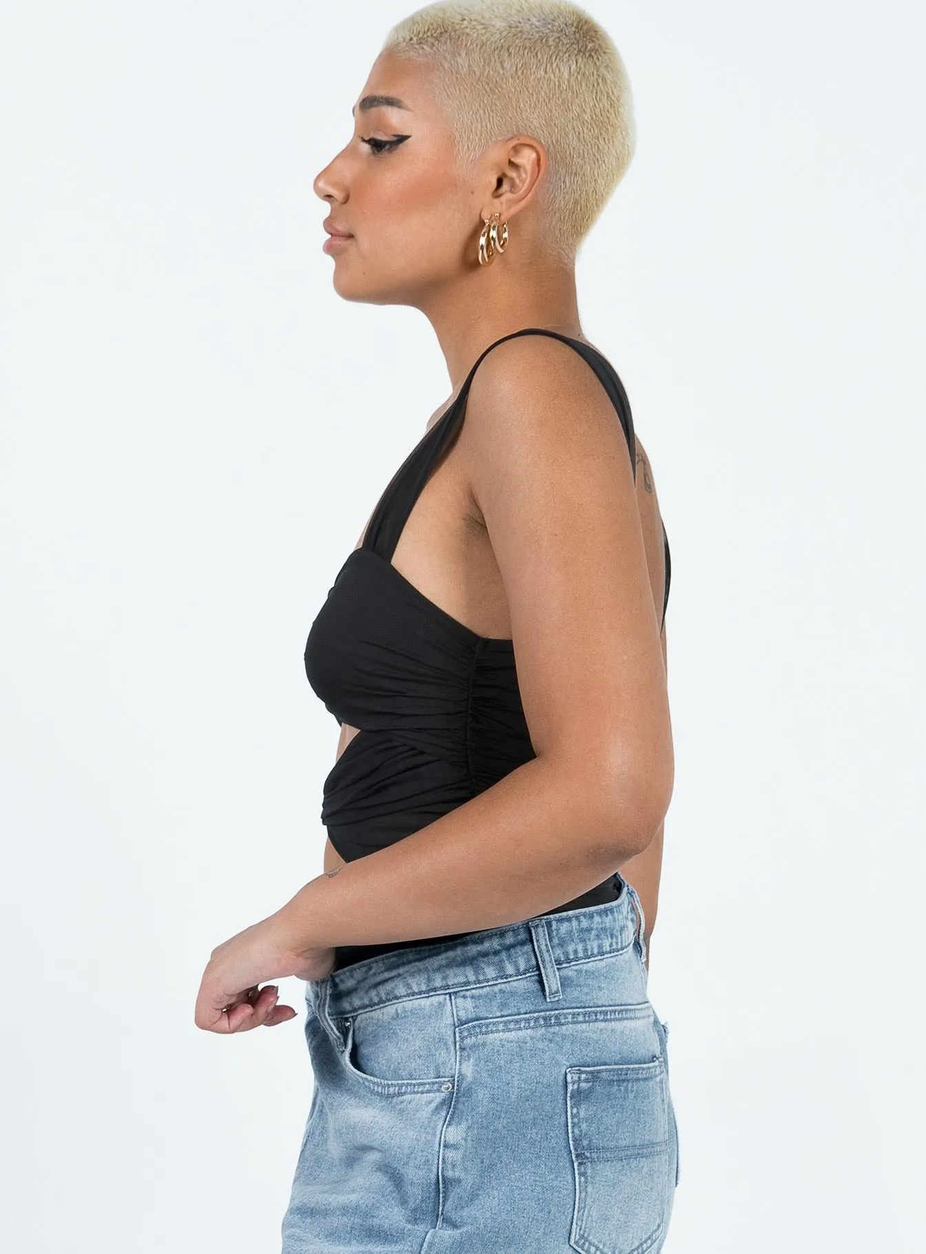celebrity style bodysuit Grandis Bodysuit Black