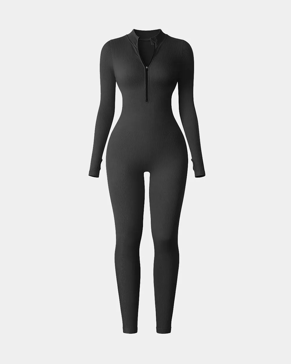 Long Sleeve Zip Front Jumpsuits Sport Sporty