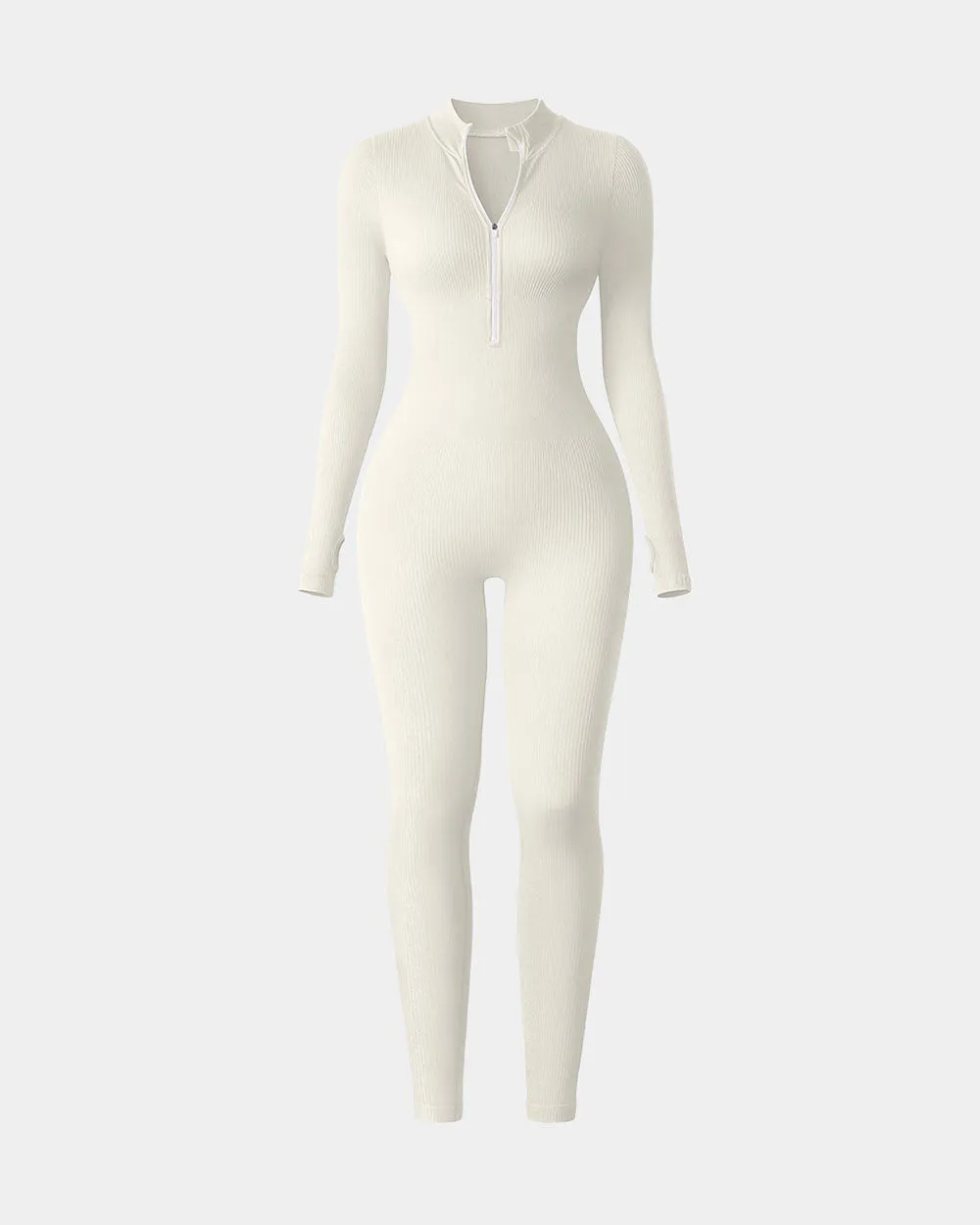 Breathable New Resort Vacation Long Sleeve Zip Front Jumpsuits