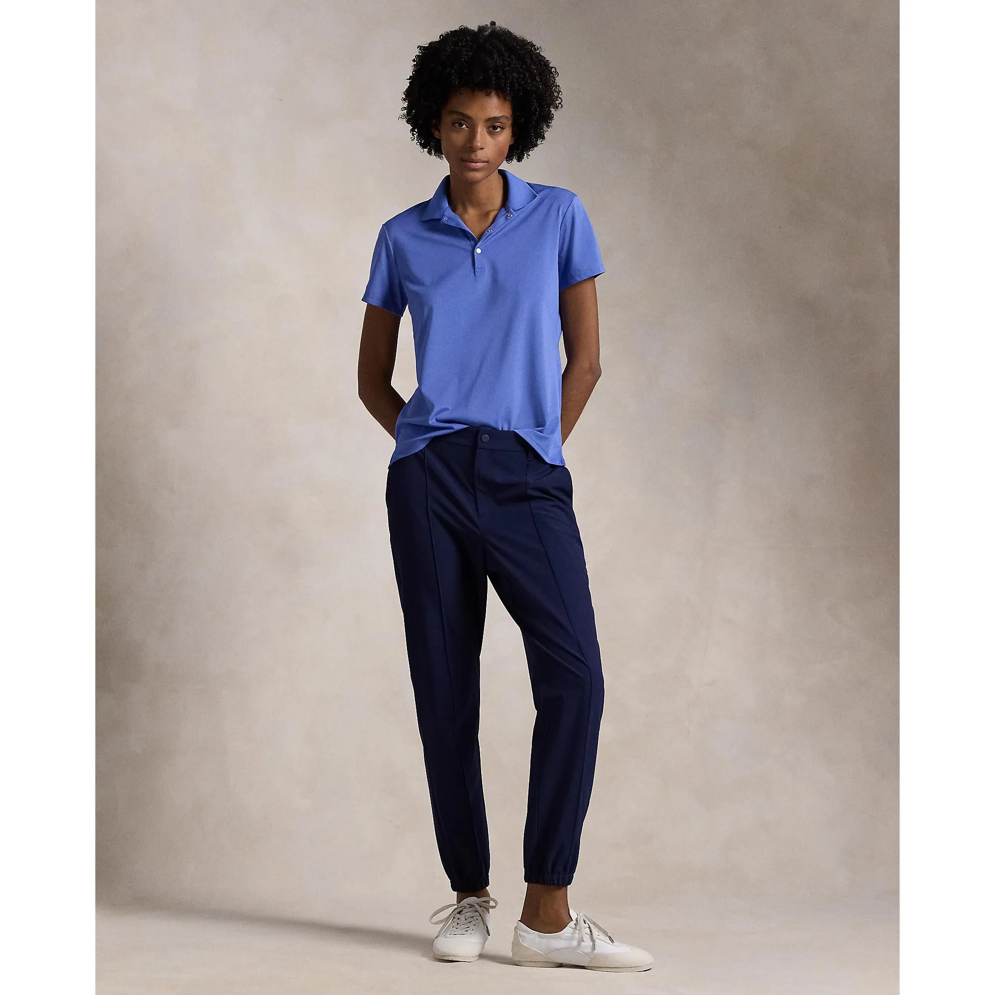 Collapsible Hood Quiet Luxury RLX Ralph Lauren Women's Tour Performance Golf Shirt - Resort Blue