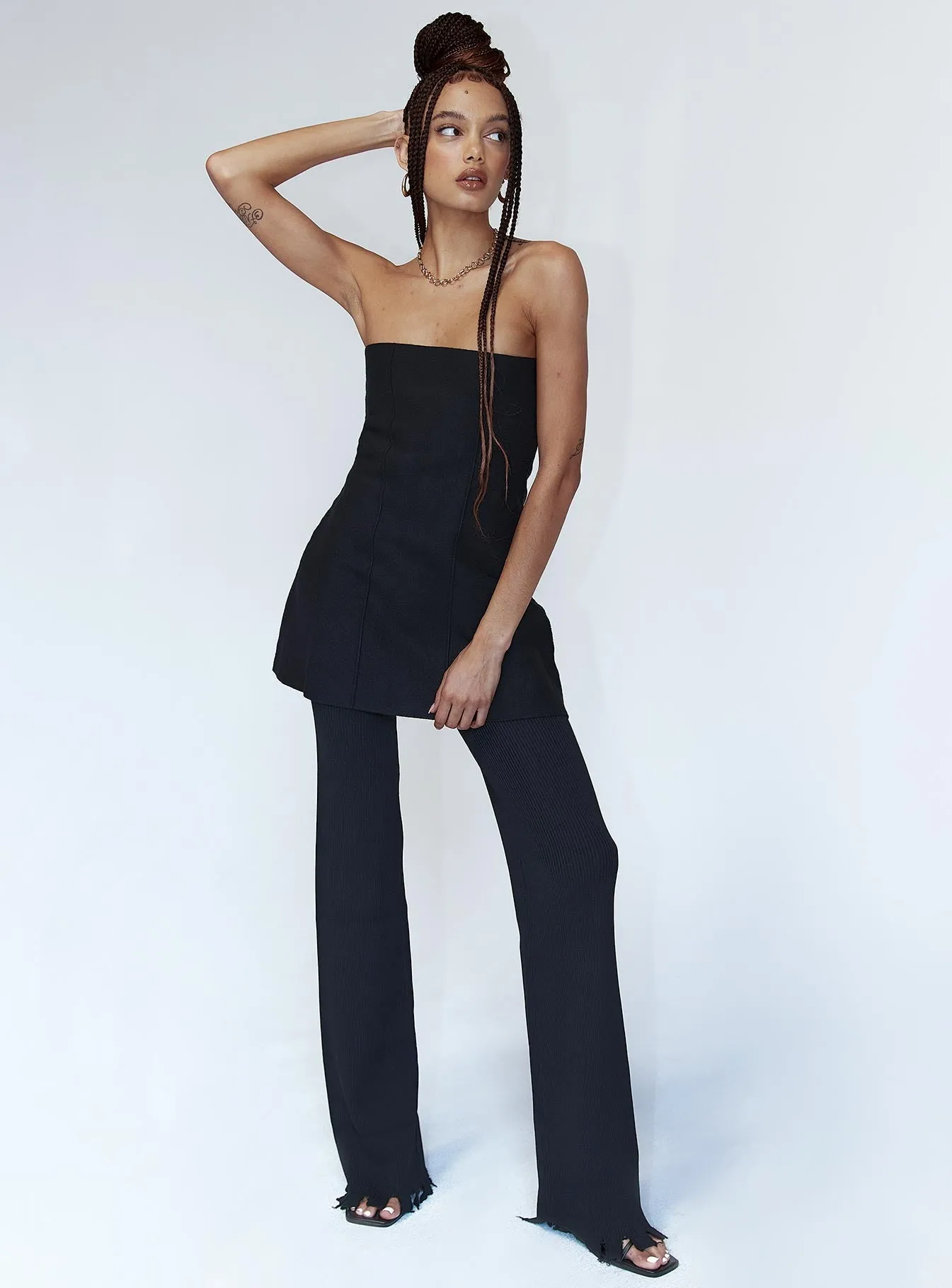 Anderson Pants Black Comfortable Layering Flat waistband