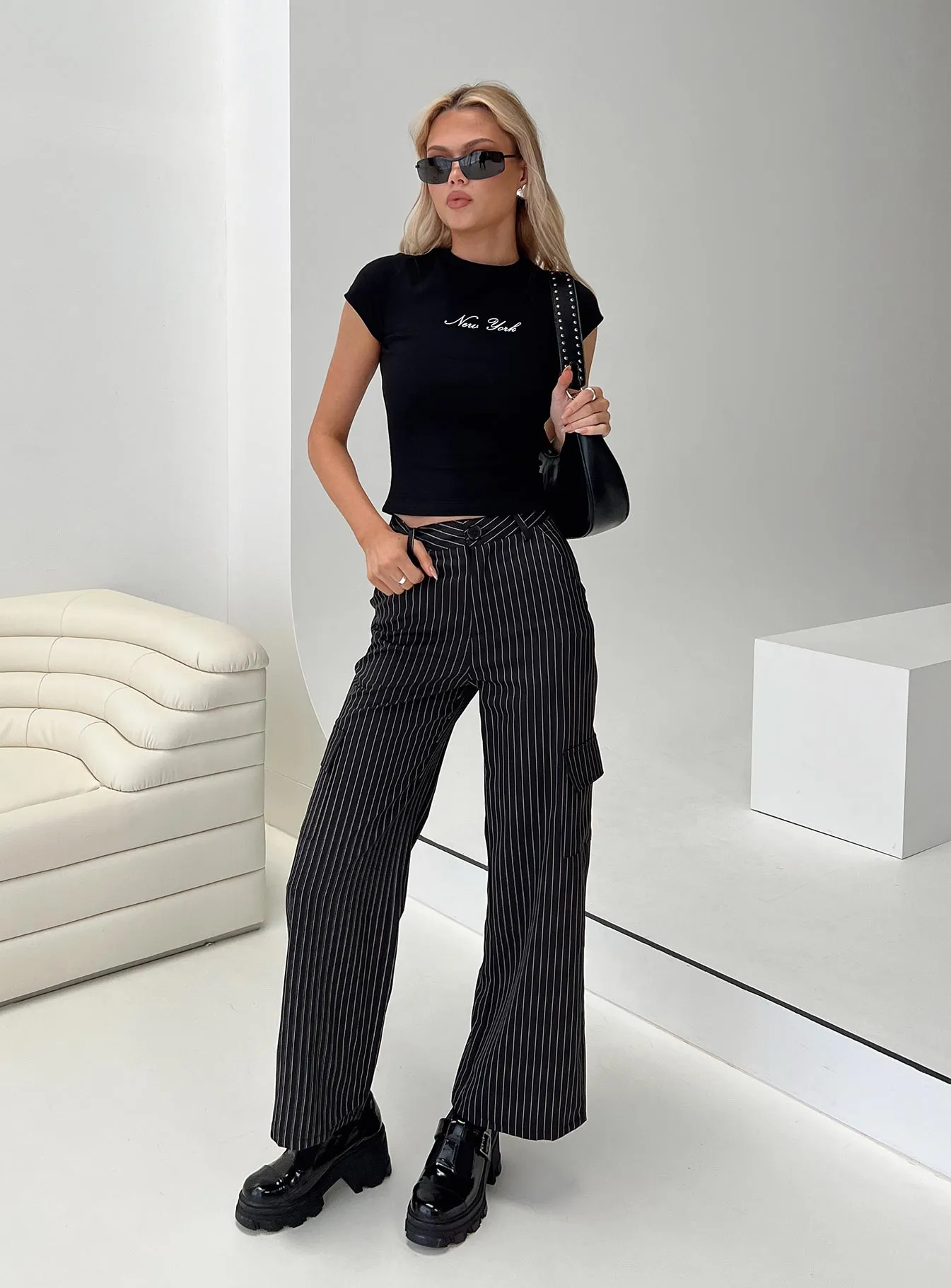 Katow Cargo Pants Black Stripe Minimal Design
