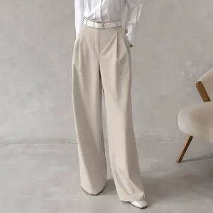 Data Mode Warm Fashion Women's Retro Classic Fashion Solid Color Loose High Waist Trousers