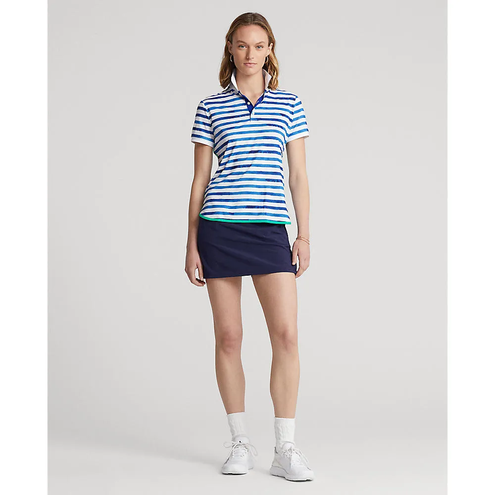 Polo Golf Ralph Lauren Women's Short Sleeve Polo Shirt - Blue Artist Stripe fashionable blazer UltraSoft Texture