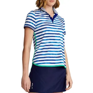 SnagProofMaterial Morning Ease Polo Golf Ralph Lauren Women's Short Sleeve Polo Shirt - Blue Artist Stripe