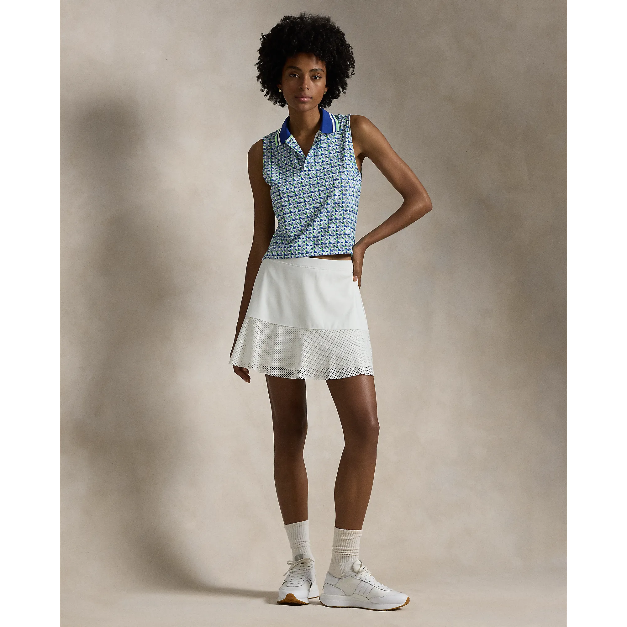 CompactPackability RLX Ralph Lauren Women's Stretch Jersey Cropped Golf Shirt - Spring Wicker