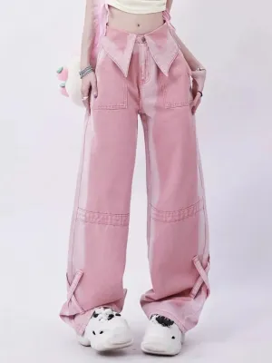 Easy Fashion Loose Slimming High Waist Straight Jeans For Women