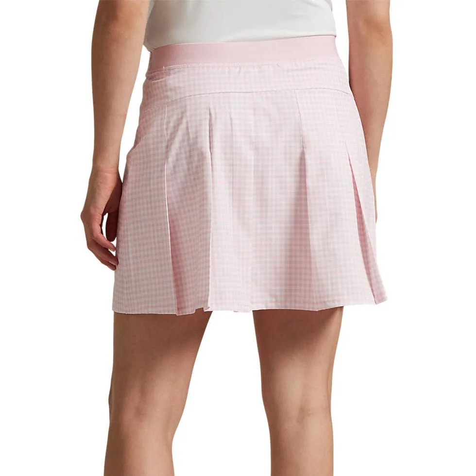 RLX Ralph Lauren Women's 17" Aim Pleated Back Golf Skort - Garden Pink Gingham tech fabric
