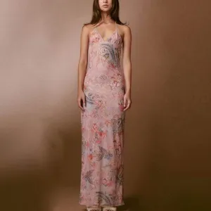 Halter neck Spaghetti Backless Butterfly Design Spring Summer long dress Country View