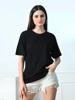 Light Casual Holiday Outfit Timeless 100% Cotton Solid T-shirt - Black