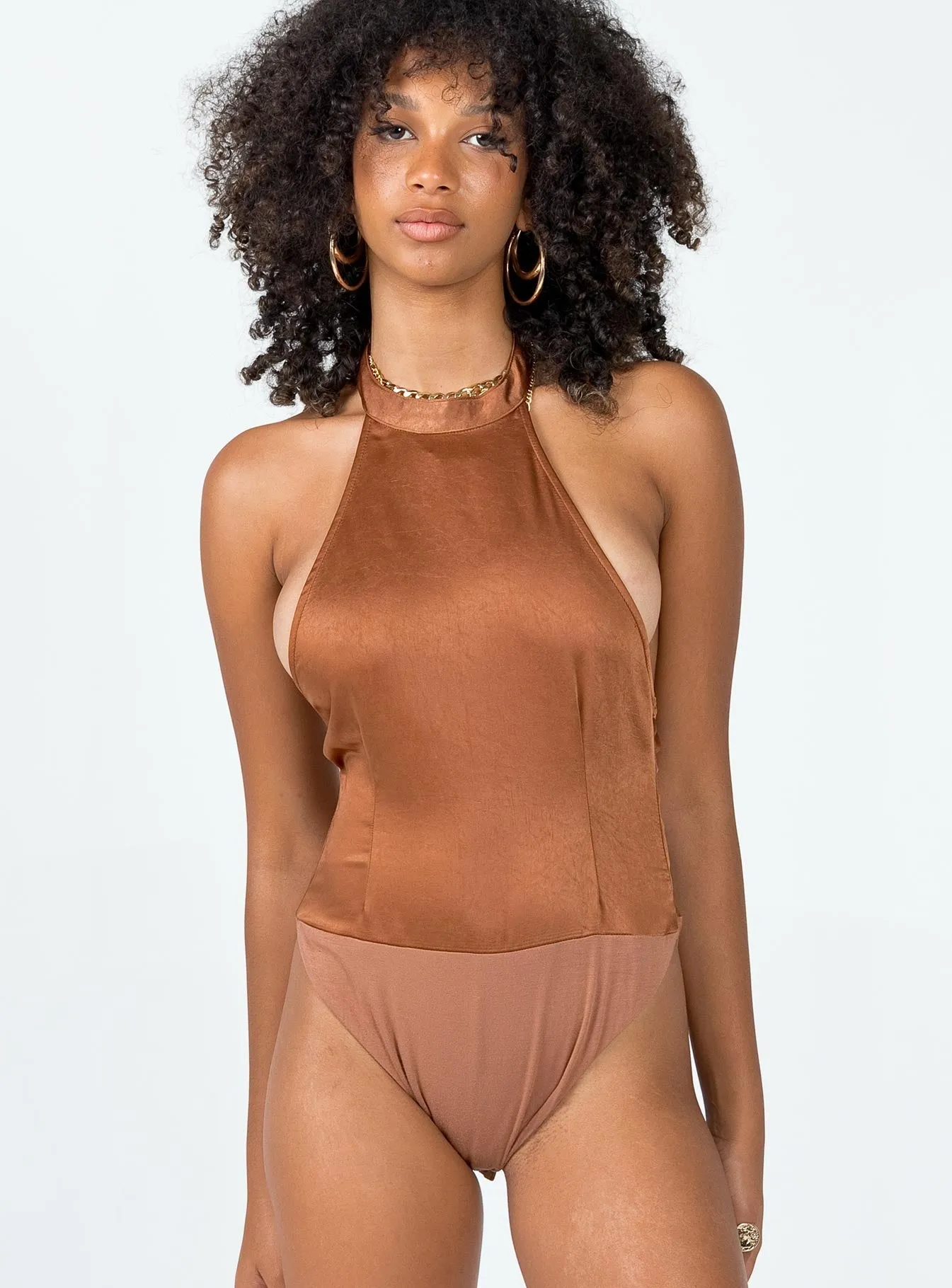 Stanley Bodysuit Brown halter bodysuit
