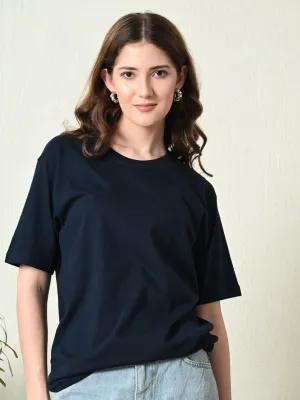 Flexible stretch PreShrunkCotton Timeless 100% Cotton Solid T-shirt - Navy Blue