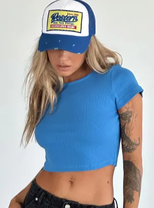 Classic Crop Tee Blue Hygroscopic Fiber