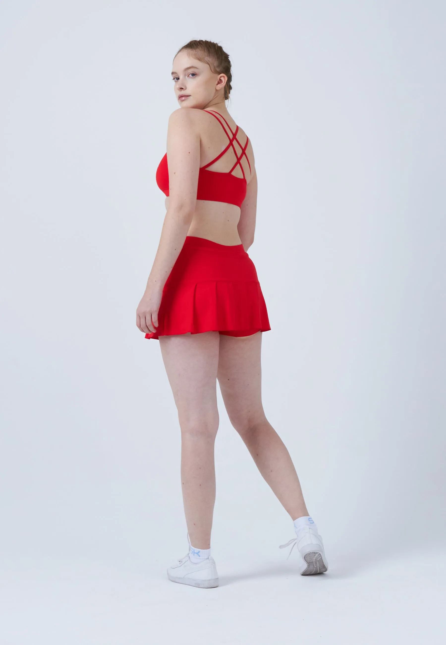 Pleated Tennis Skort, red Refined Edge Soft Motion