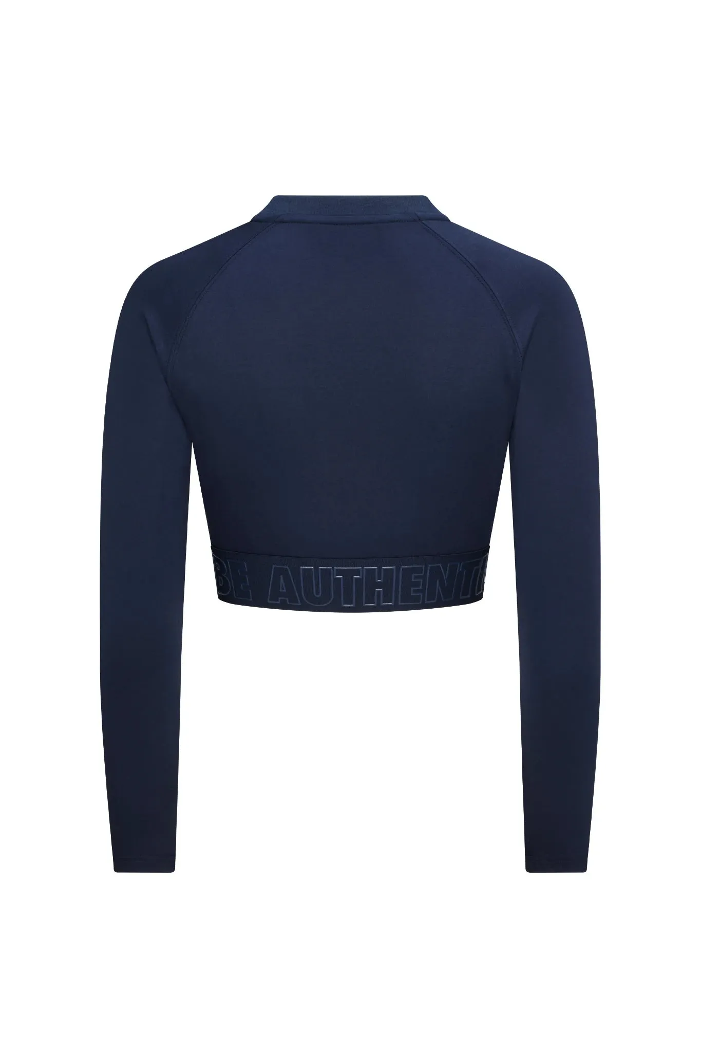 Midnight Navy Women's L/S Banded Cropped Tee Solid color purity Smart Fit