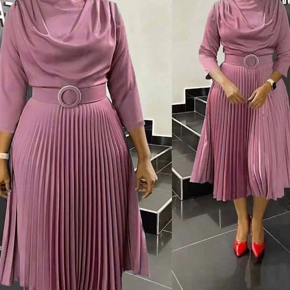 Elegant African Dresses Women's Spring Summer Office Lady Party Slim Dress Printed-Lining