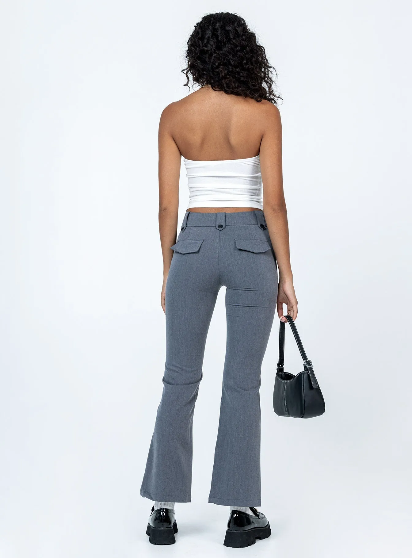 Warm Fit HighDensityWeave Yianna Low Waist Flare Pants Grey