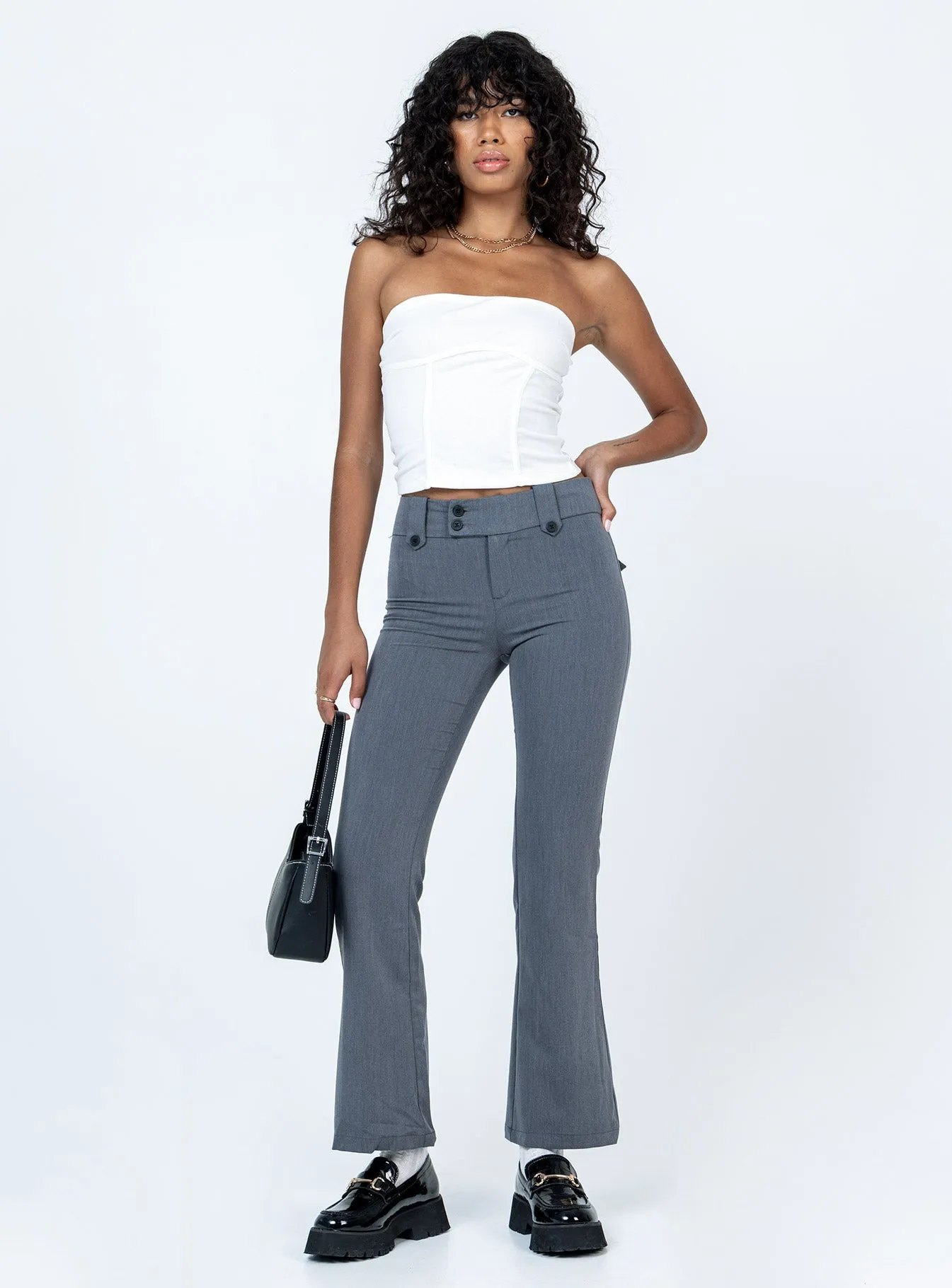 Work Essential All Season Fit Yianna Low Waist Flare Pants Grey