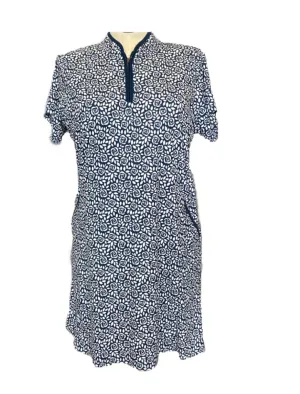 Bermuda Sands Navy Rose Patterned Short Sleeve Women's Golf Dress Size XL MSP$100 Smart Silhouette