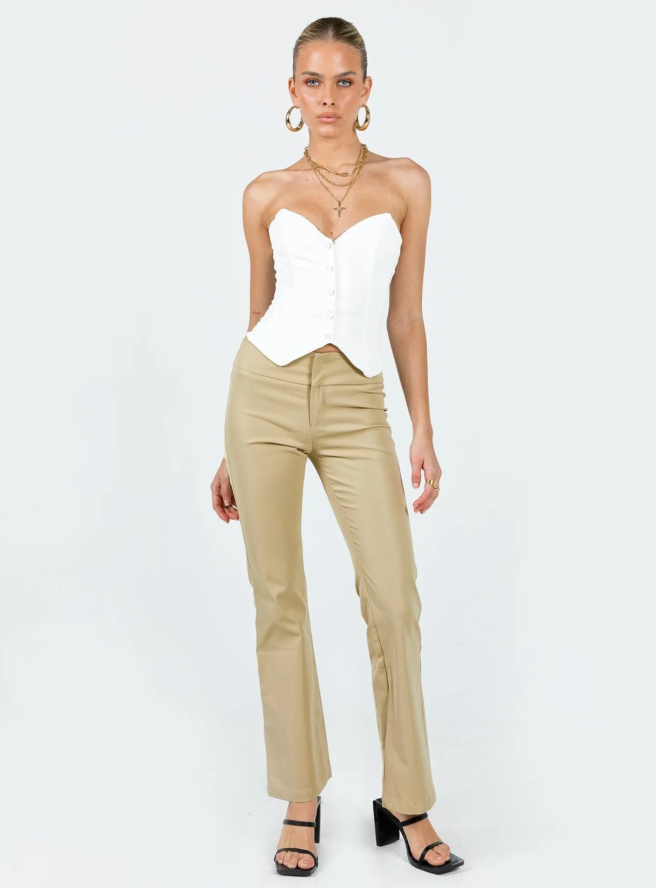 Tabithia Low Rise Pants Beige Movement Fit Yoga Ready