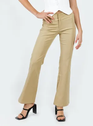 Laser cut SturdyBeltLoops Tabithia Low Rise Pants Beige