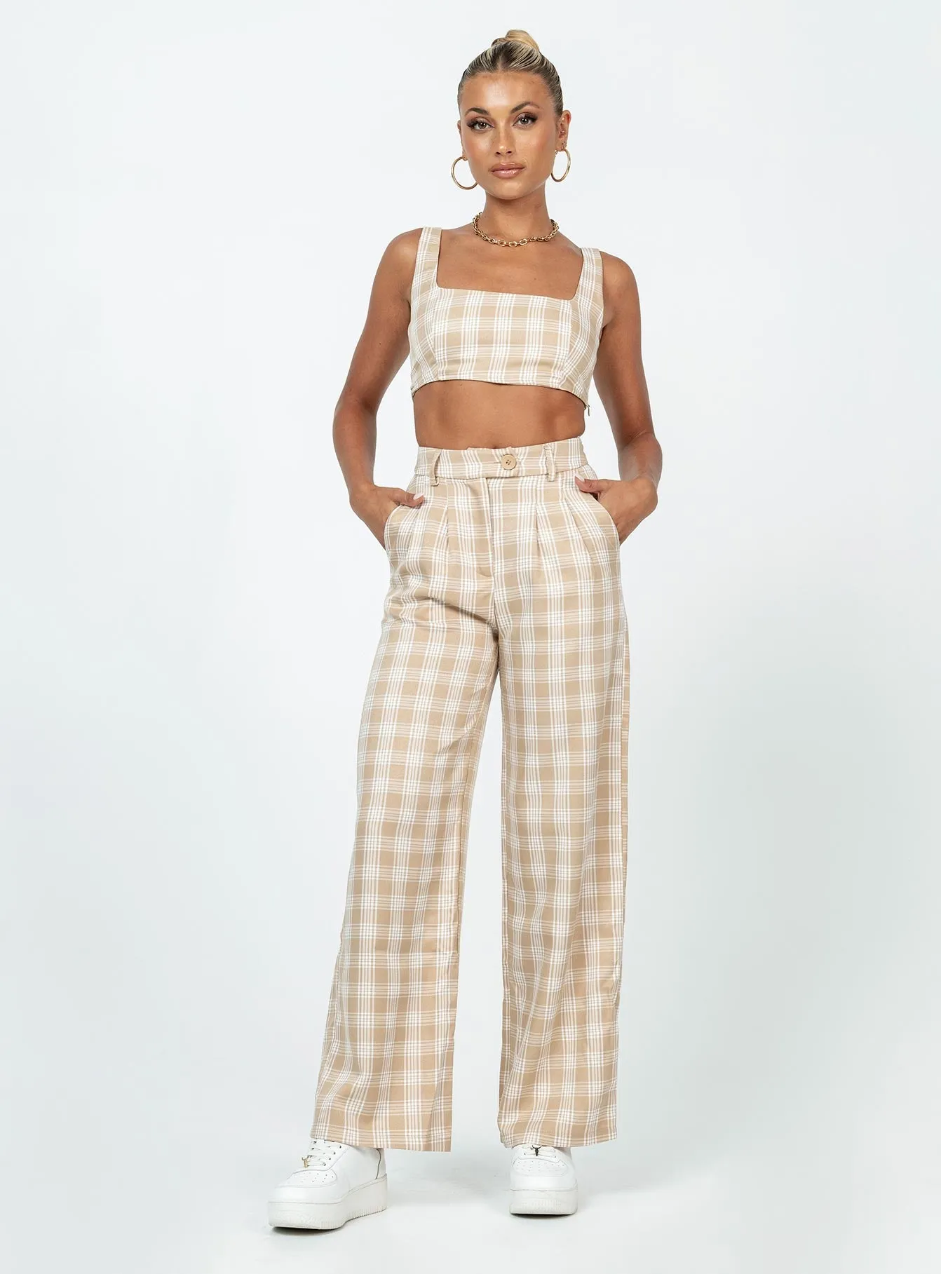 Huxley Set Beige Check Casual Look