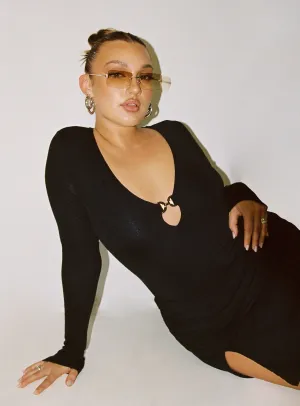 Kelvin Long Sleeve Bodysuit Black office chic bodysuit