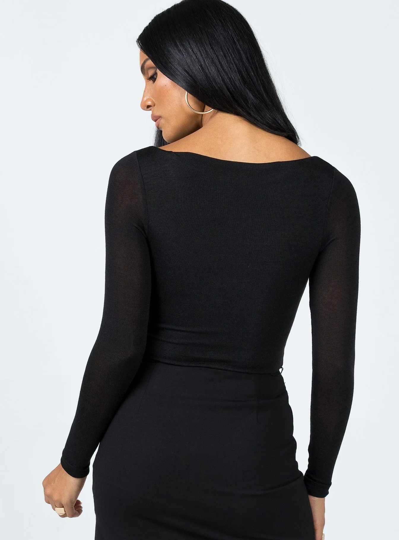 Kelvin Long Sleeve Bodysuit Black wardrobe essential bodysuit