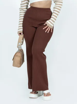 ReflectiveAccentDetails Allen Ribbed Pants Brown