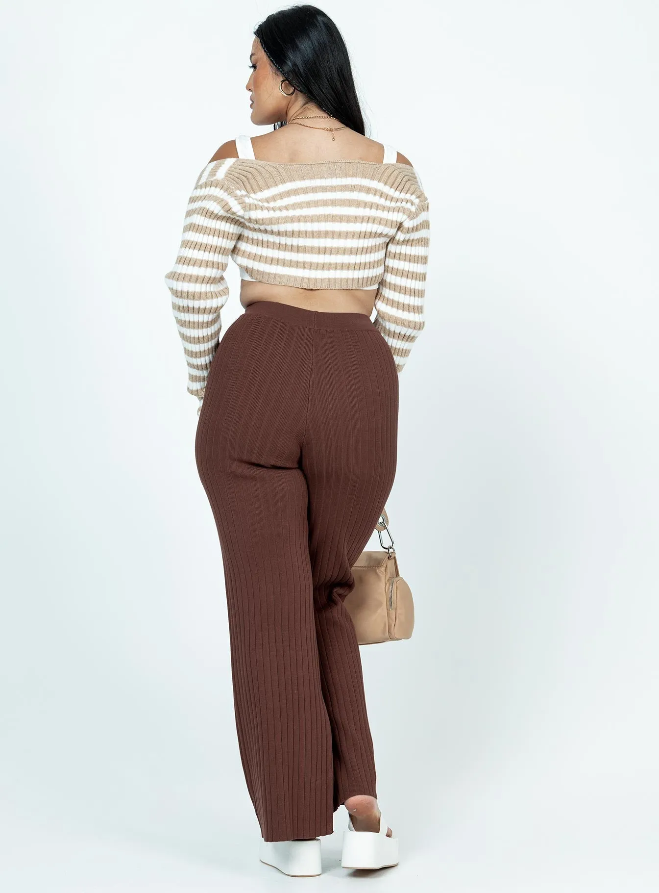 Allen Ribbed Pants Brown Casual Fit