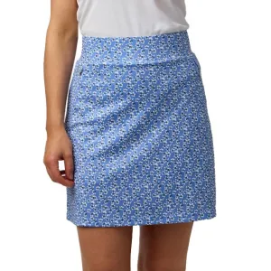 Glenmuir Women's Emeli Lightweight Stretch Performance Golf Skort - Light Blue Flowers Resale Value All Season Wear