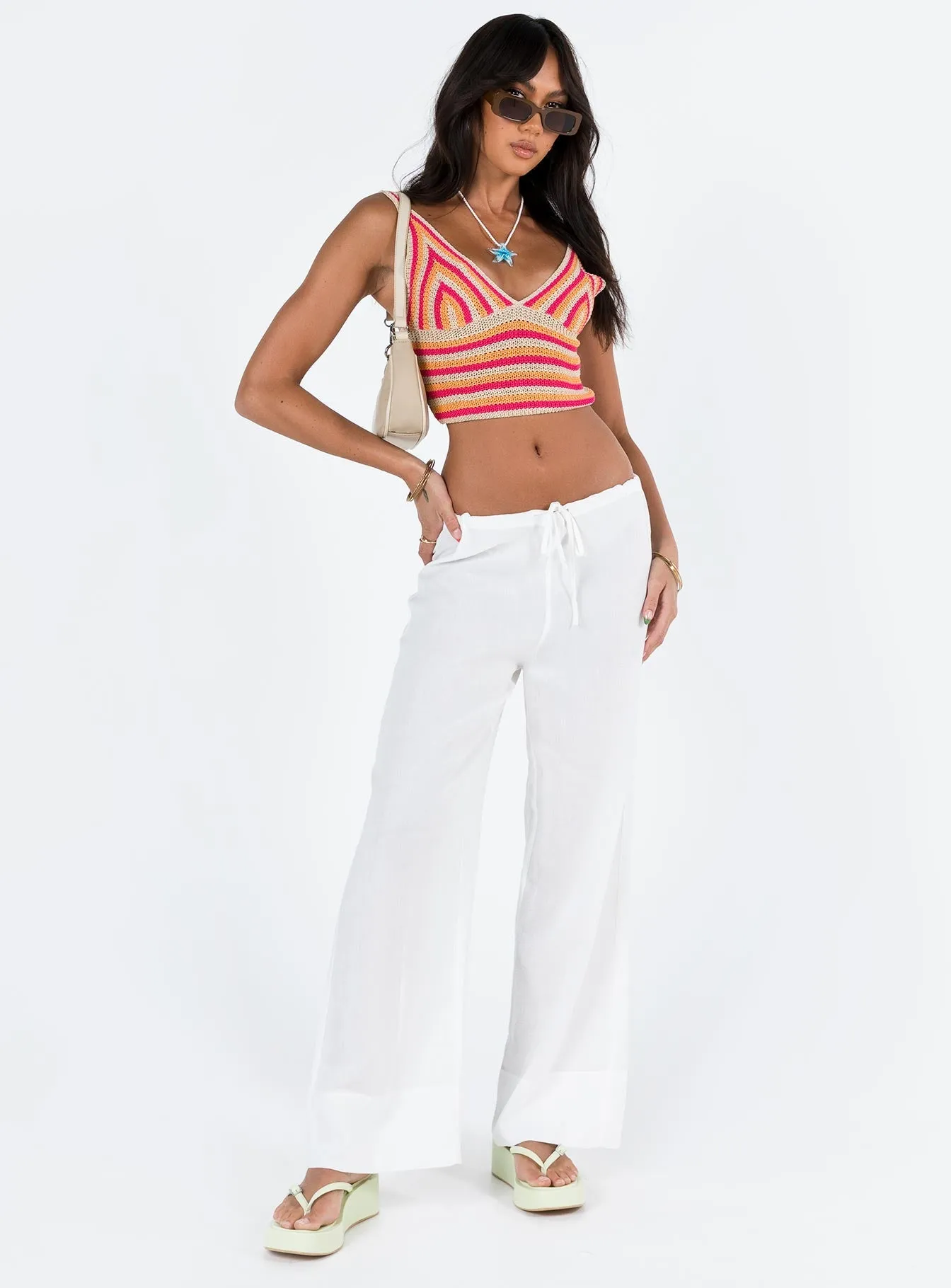 Euro Dreaming Palazzo Pants White Casual Chic Look Training Wear