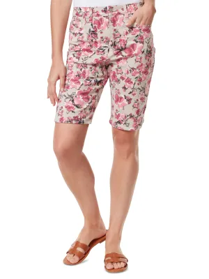 Women's Floral Printed Denim Short,Multi Cotton shorts Abrasion Resistant Material