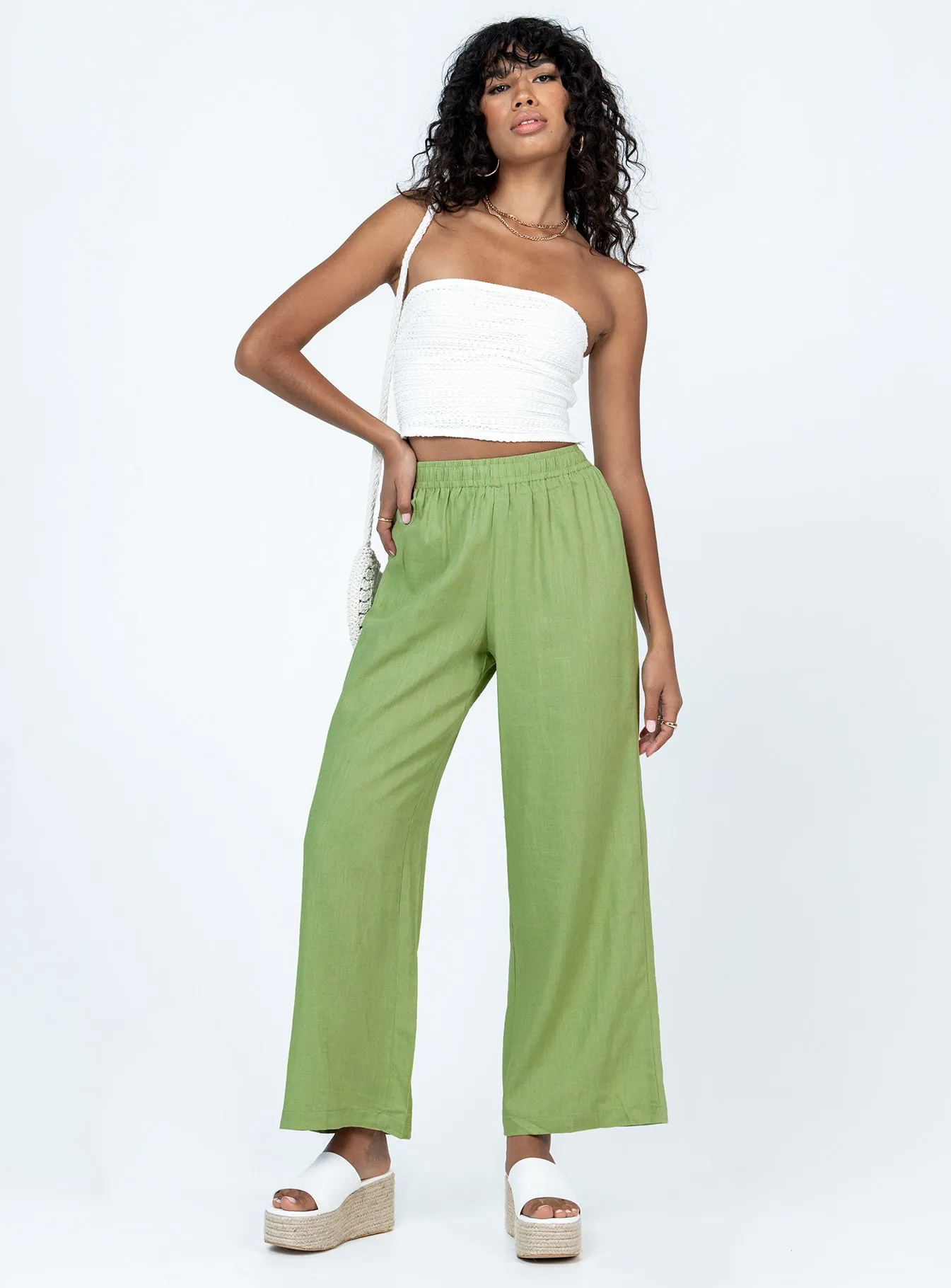 Louis Linen Blend Pants Light Green Odor Control Treatment