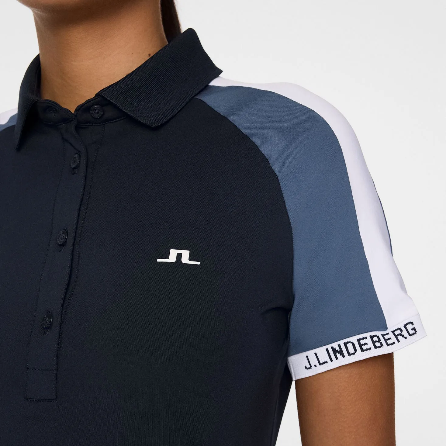 J.Lindeberg Women's Priya Golf Polo Shirt - JL Navy FrictionResistantEdges