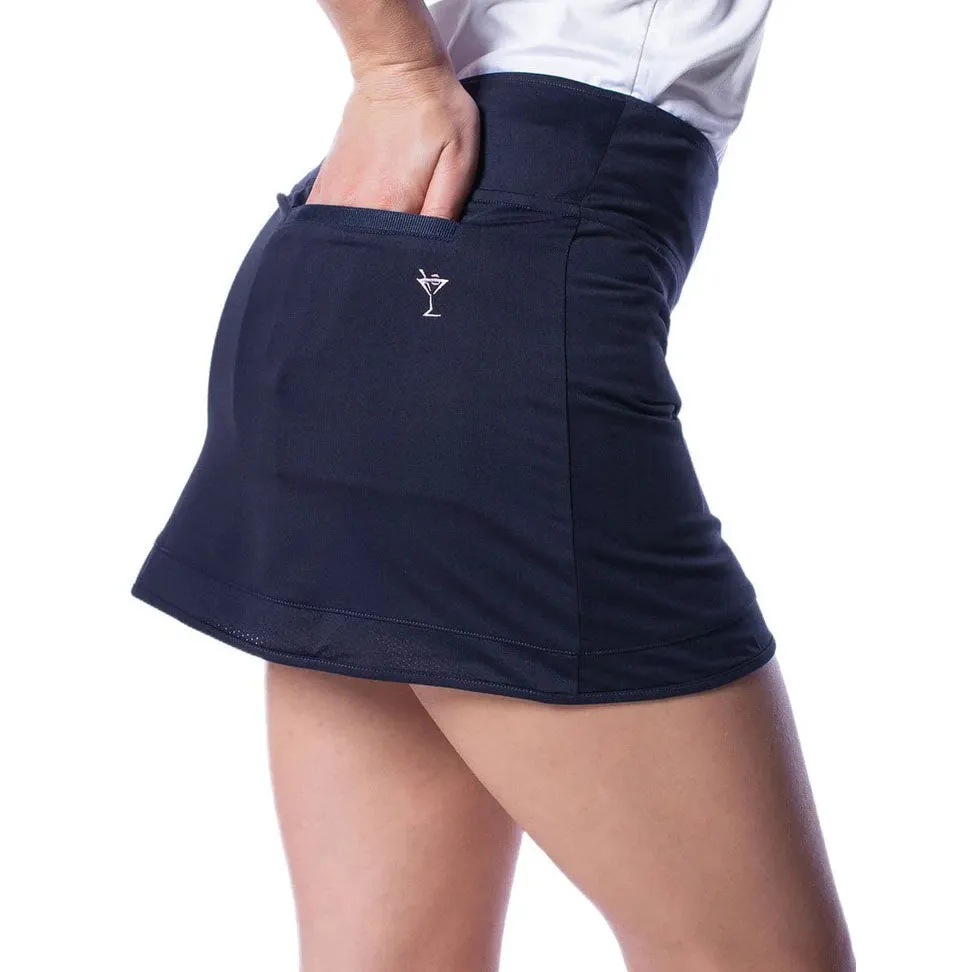 Golftini Women's Adventure 16.5" Golf Skort - Navy Leg Elongating Modern Luxe