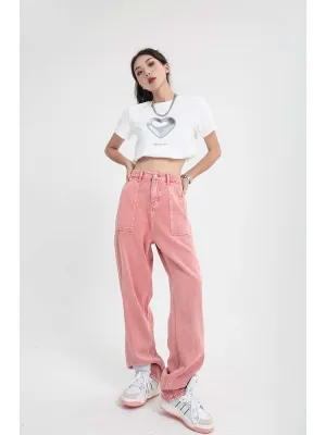Versatile Hat Women's Retro Straight Wide Leg Trousers
