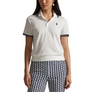 RLX Ralph Lauren Women's Tour Pique Golf Shirt - Ceramic White/Refined Navy Energy Ease Soft Hoodie
