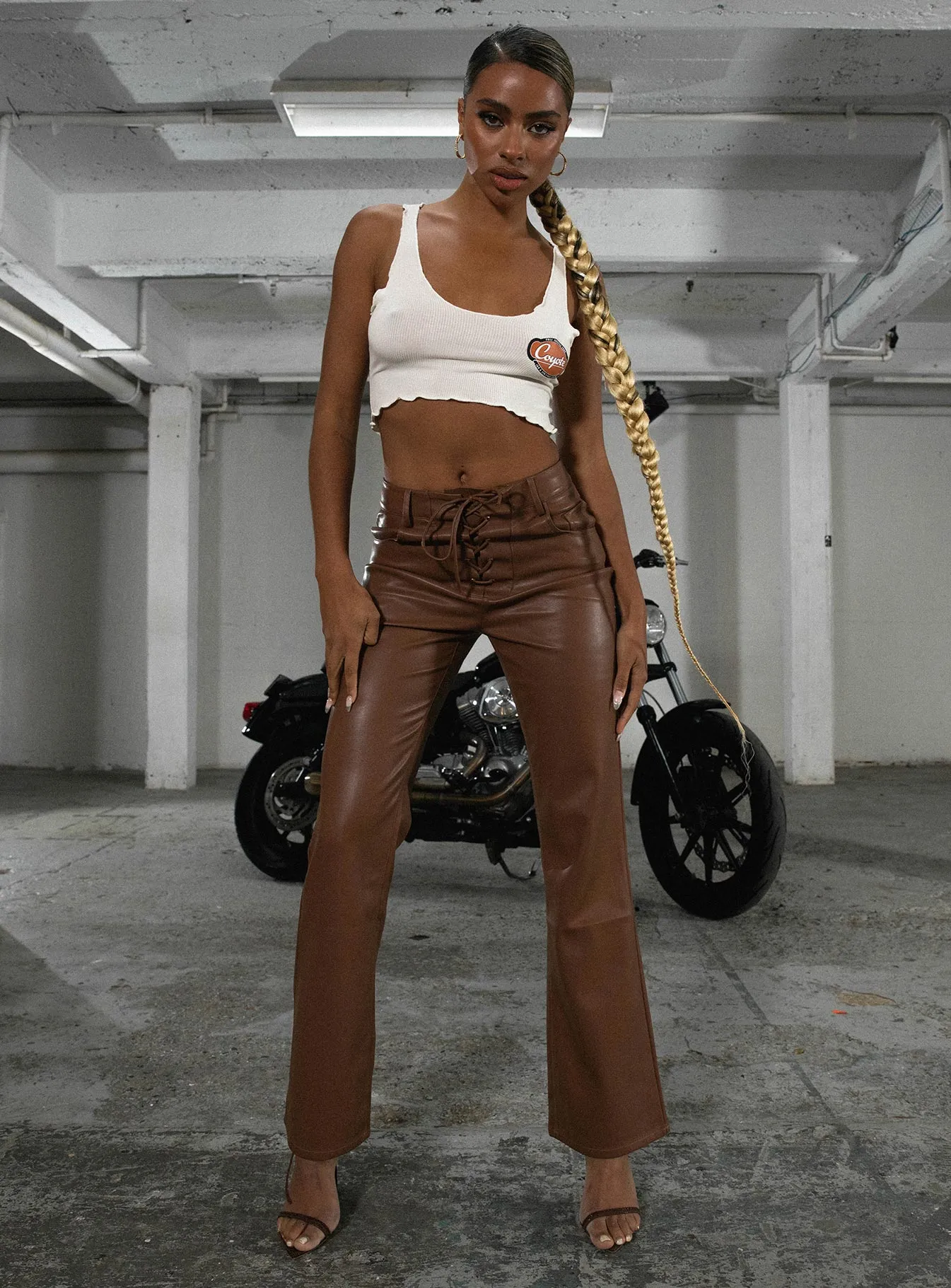 JGR & STN Alice Lace Up Pants Tan Easy Care Fabric Finish Abrasion Resistant Fabric