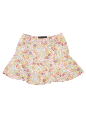Material Innovation Shirred Back Women's Floral Printed Skirt,Multi